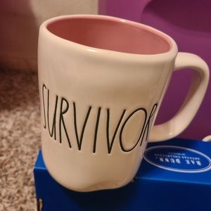 Rae Dunn SURVIVOR mug with pink interior
